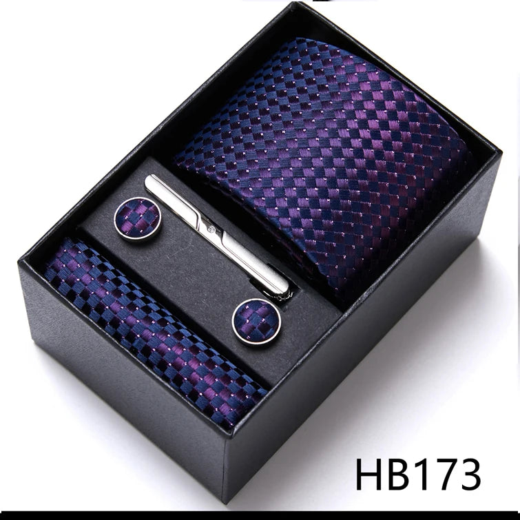 VanGise Men's Necktie Set — Business Tie, Cufflinks, and Pocket Square Kit