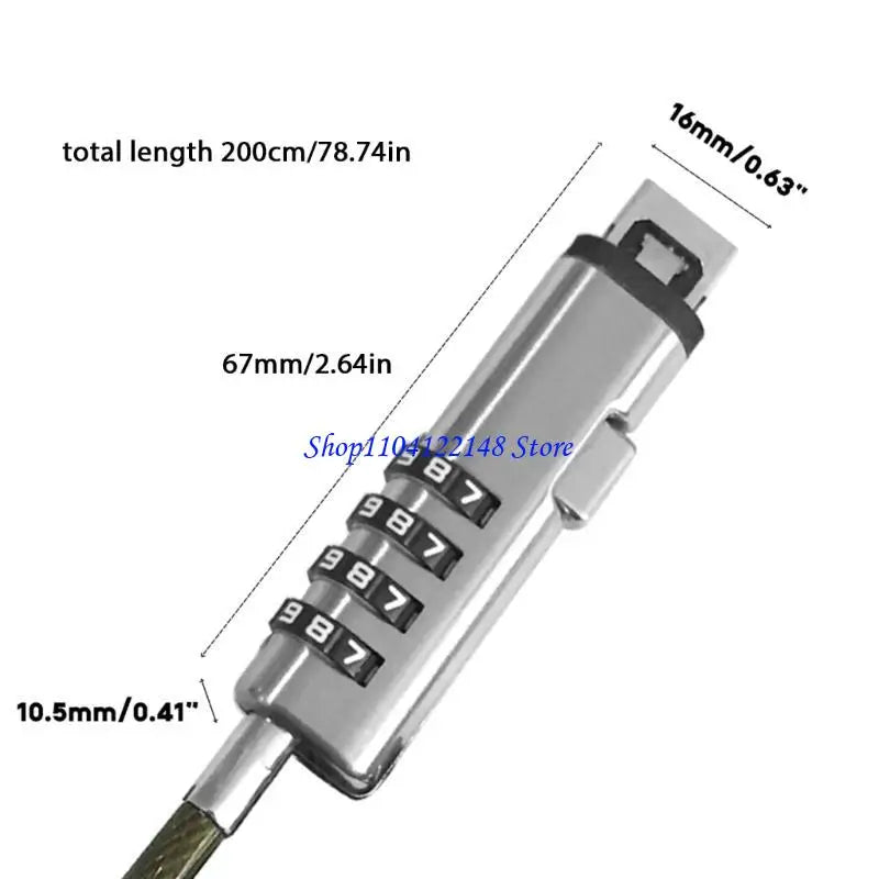 Universal USB Laptop Security Cable Lock — 4-Digit Combination for Travel