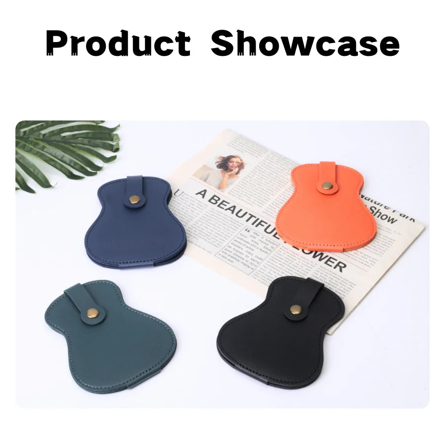 Guitar Shape Pick Storage Bag — Leather Pouch for 18 Picks