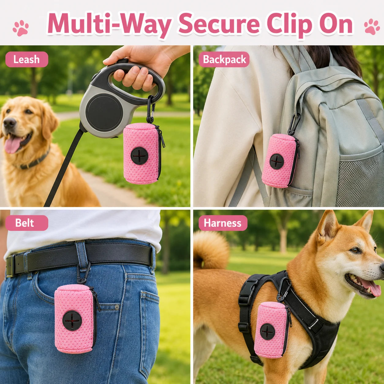 Hanging Dog Poop Bag Dispenser — Convenient Waste Bag Holder for Walks