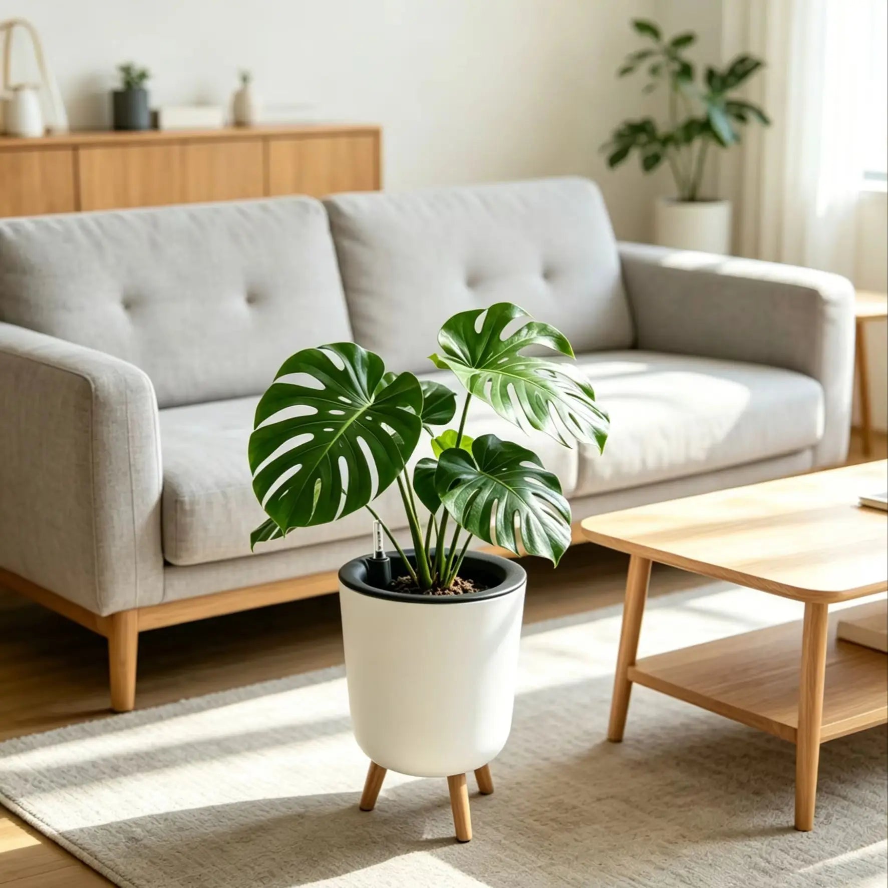Modern Standing Self-Watering Planter — Decorative Floor Pot with Tripod Support