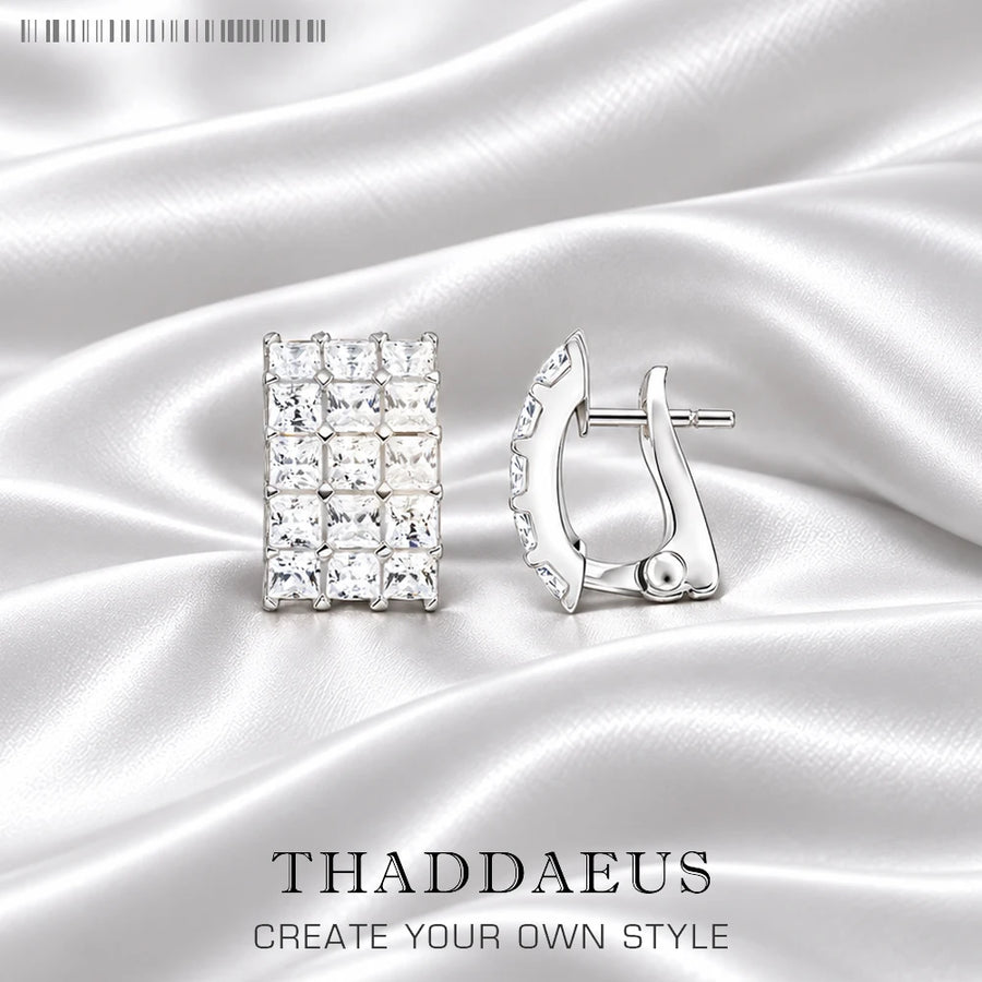 Thaddaeus Zircon Pave Hoop Earrings — Elegant 925 Sterling Silver Jewelry