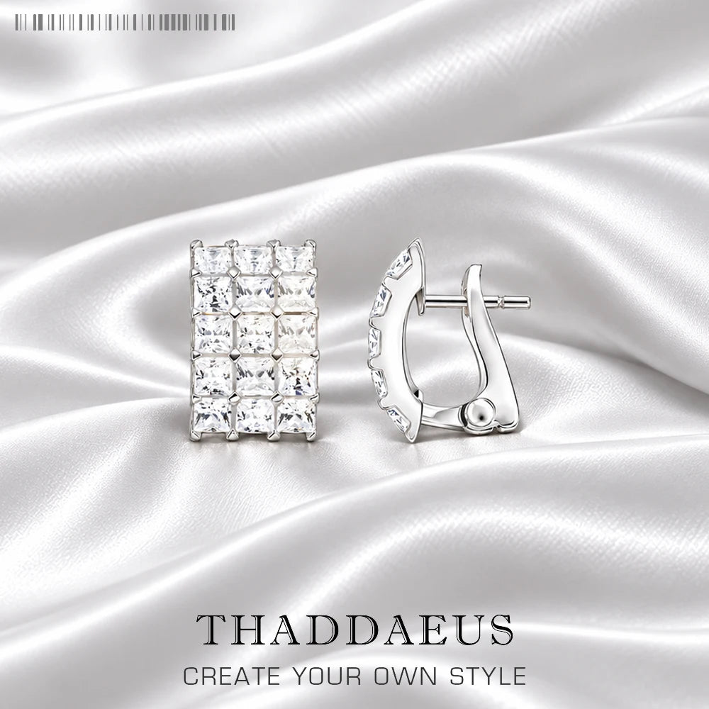 Thaddaeus Zircon Pave Hoop Earrings — Elegant 925 Sterling Silver Jewelry