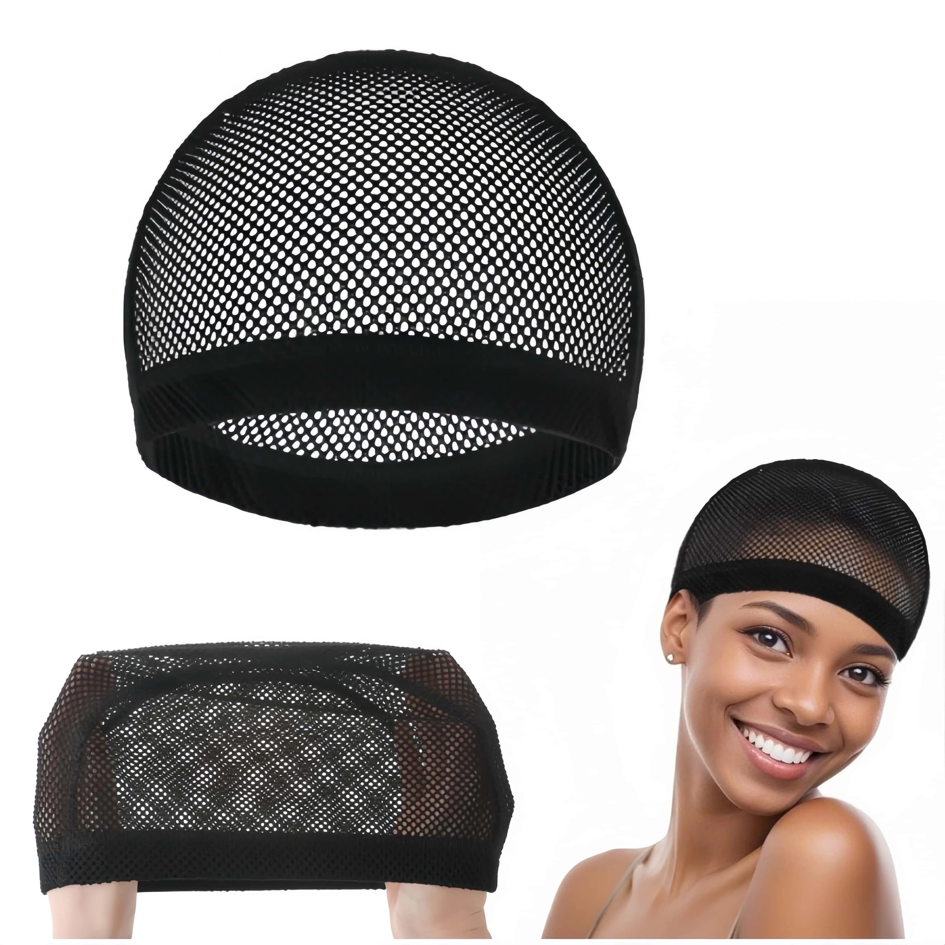 Black Crochet Wig Cap — Stretchable Mesh Hair Net for Secure Styling