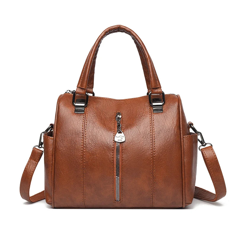 YaLePuck Women's Vintage Tote Bag — Large Capacity PU Leather Handbag
