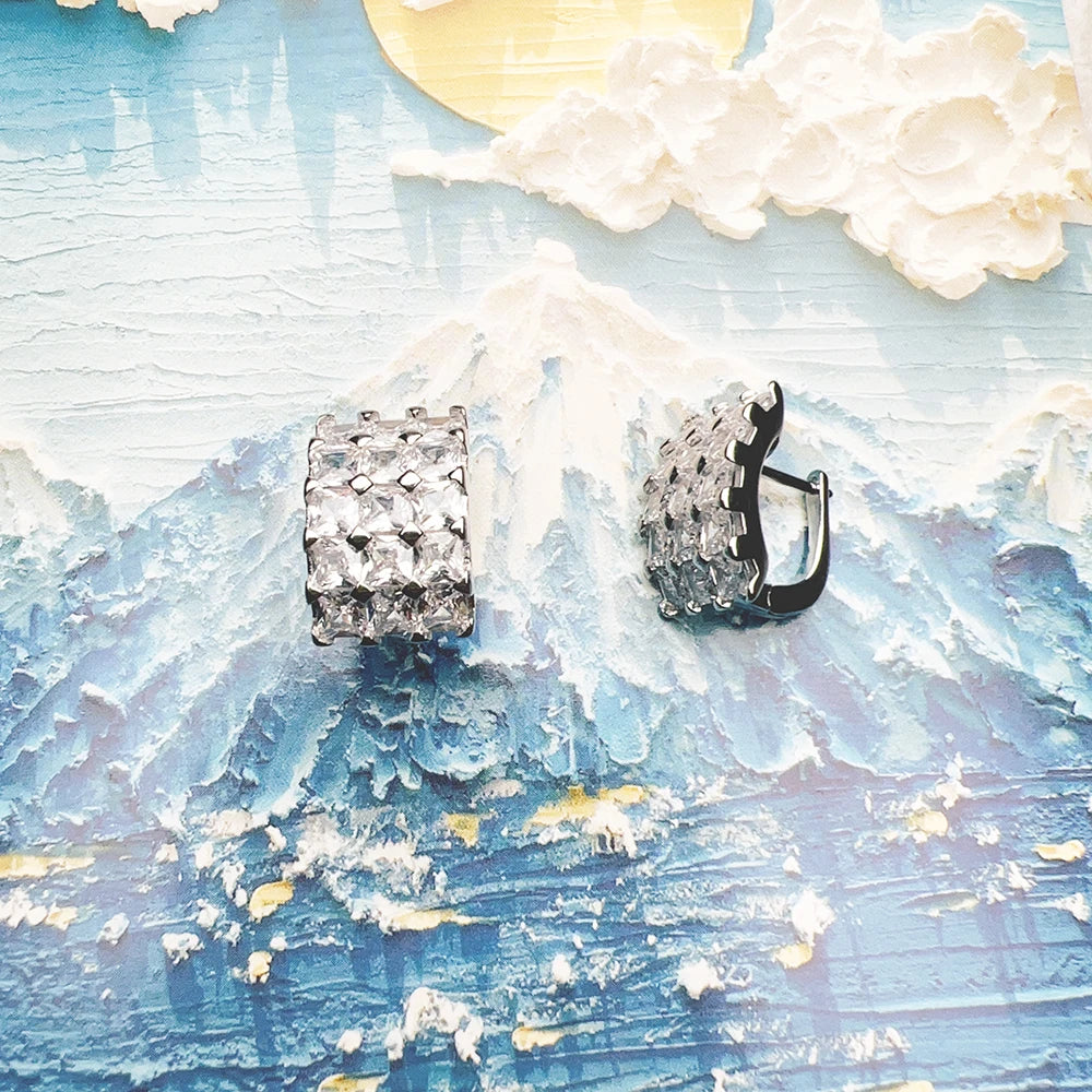 Thaddaeus Zircon Pave Hoop Earrings — Elegant 925 Sterling Silver Jewelry