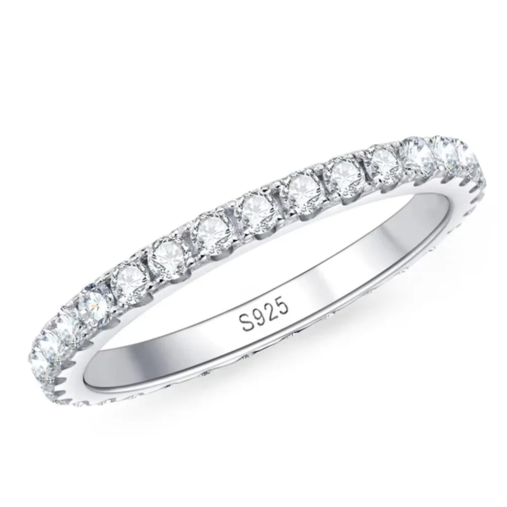knobspin Moissanite Eternity Band — 925 Sterling Silver Wedding Ring