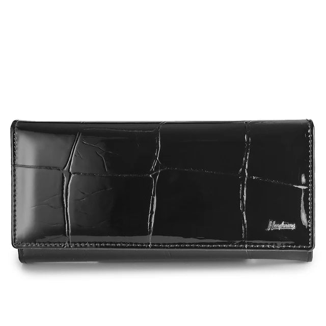 Wishehappy Genuine Leather Stone Pattern Wallet — Luxury Long Organizer