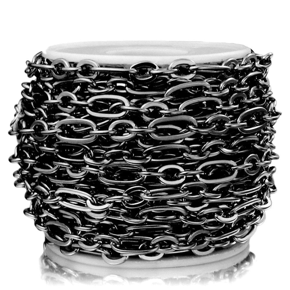 Alisaya Stainless Steel Rolo Cable Chain — 1 Meter DIY Jewelry Making Supply