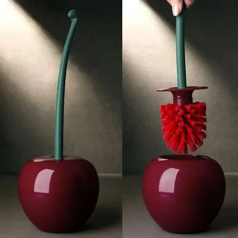 Cherry Shaped Toilet Brush Set — Creative Bathroom Cleaning Tool