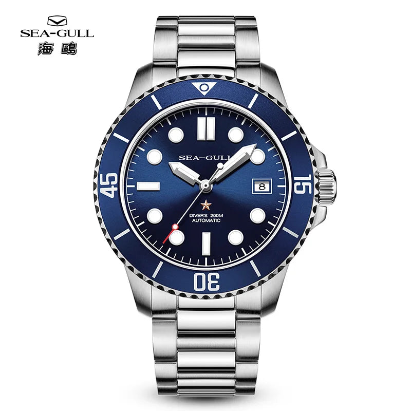 Sea-Gull Men's Luminous Dive Watch — Professional 200M Waterproof Automatic