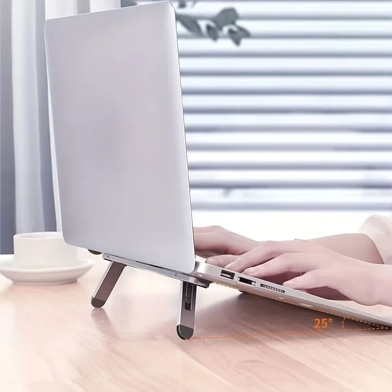 Adjustable Aluminum Laptop Stand — Ergonomic Viewing Angle & Heat Dissipation