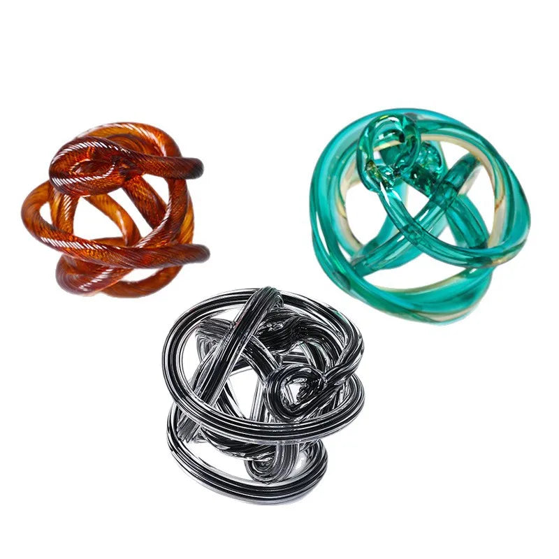Handmade Glass Knot Figurine — Twisted Ball Decorative Ornament