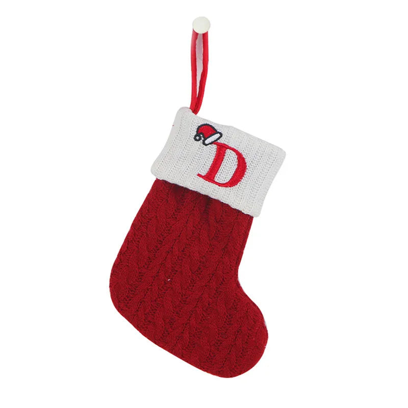 Knitted Snowflake Christmas Stocking — Decorative Holiday Tree Ornament