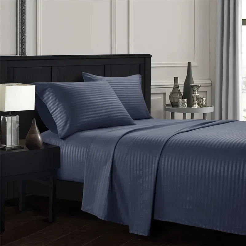 mystybloom Embossed Brushed Stripe Bedding Set — Soft Textured Sheet Collection