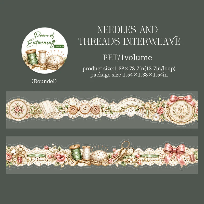 Floral Lace PET Washi Tape — Aesthetic Scrapbooking & Journal Decor