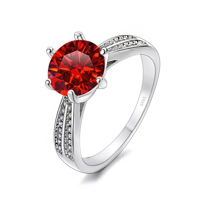 Moissanite Sterling Silver Ring — Classic Round Cut Engagement Jewelry