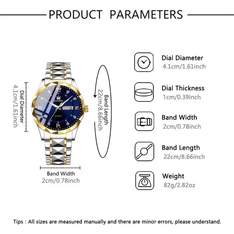 Men's Luxury Quartz Watch — Classic Business Style with Stainless Steel Strap