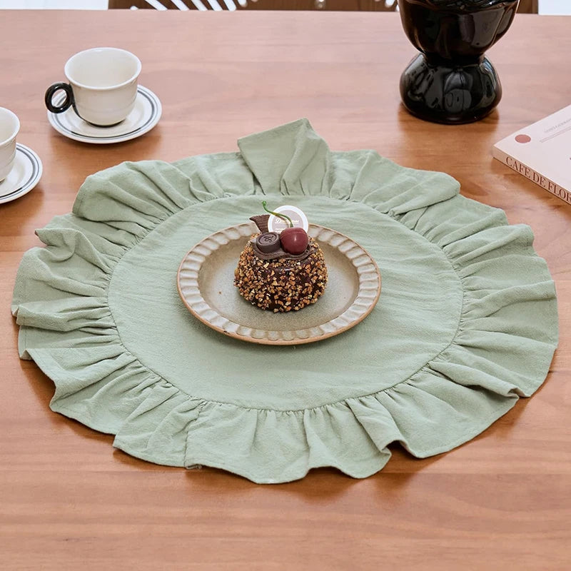 Cotton Ruffle Placemats and Napkins — Elegant Table Decor for Dining