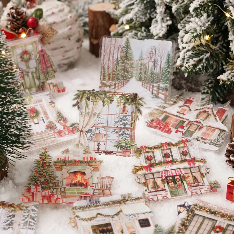Christmas Atmosphere Stickers — 15pc DIY Scrapbook & Journal Supplies