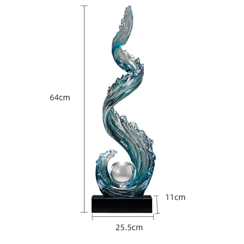 Abstract Resin Sculpture Decor — Modern Vertical Art for Living Room