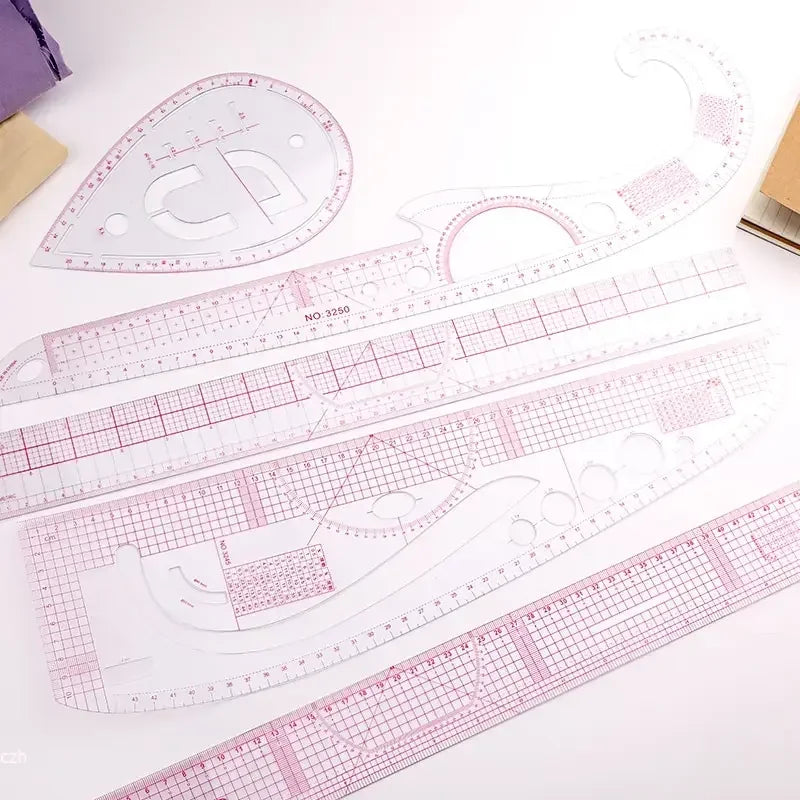 6-Piece French Curve Ruler Set — Flexible Templates for Tailoring & Sewing