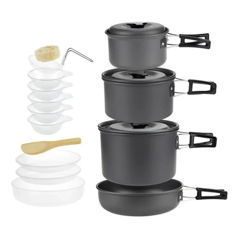 Portable Camping Cookware Set — Lightweight Aluminum Pot and Pan Kit
