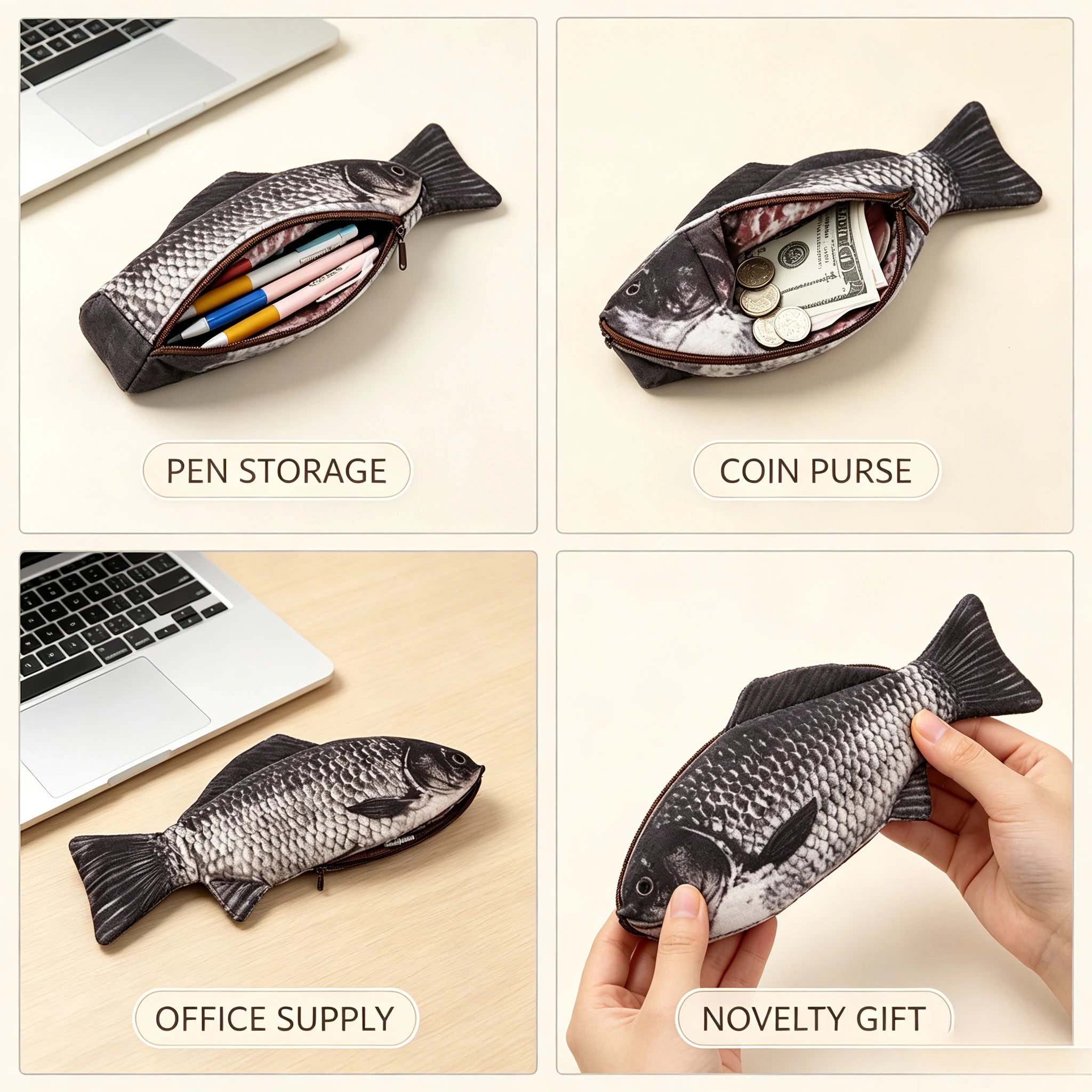 Fish Shaped Pencil Case — Large Capacity Stationery Organizer