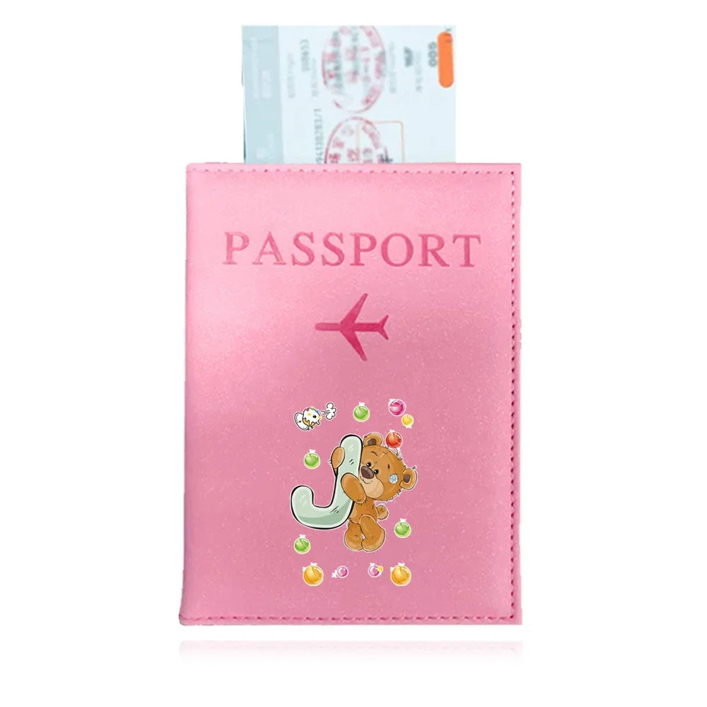 Bear Pattern Passport Cover — Protective PU Leather Travel Holder