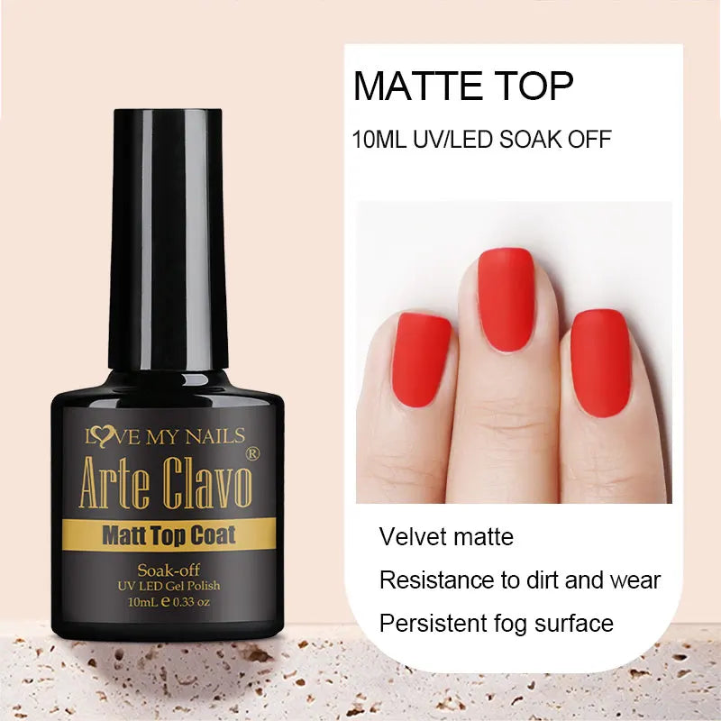 Arte Clavo Matte Top Coat Gel Polish — Long Lasting Non-Wipe Sealer