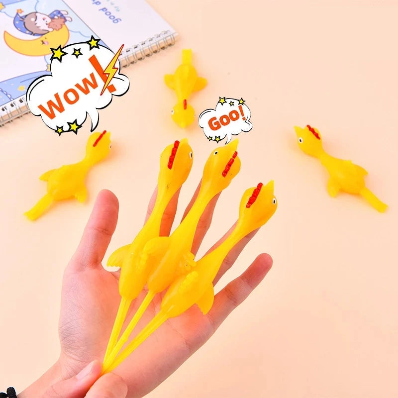 Rubber Chicken Finger Slingshot Toy — Novelty Ejection Prank Gift