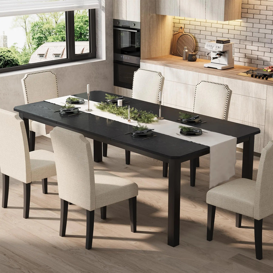HiMISS Industrial Dining Table — Large Wood Grain Desk with Metal Frame