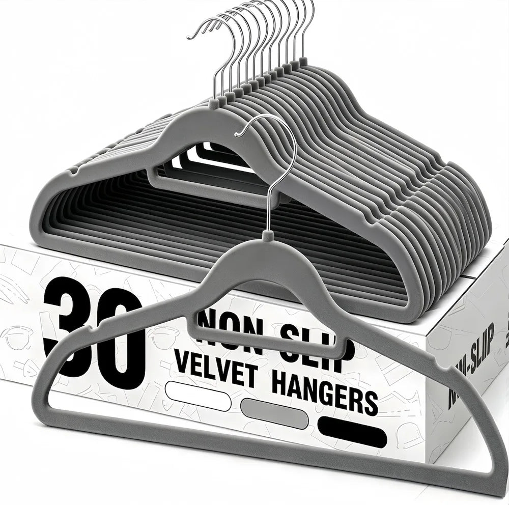 Non-Slip Velvet Clothes Hangers — Space-Saving Wardrobe Organizer