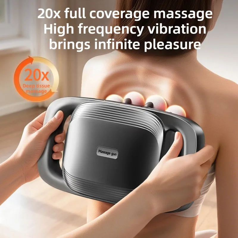 OEING Multi-Head Muscle Massager Gun — Red Light Heating & High Frequency Vibration