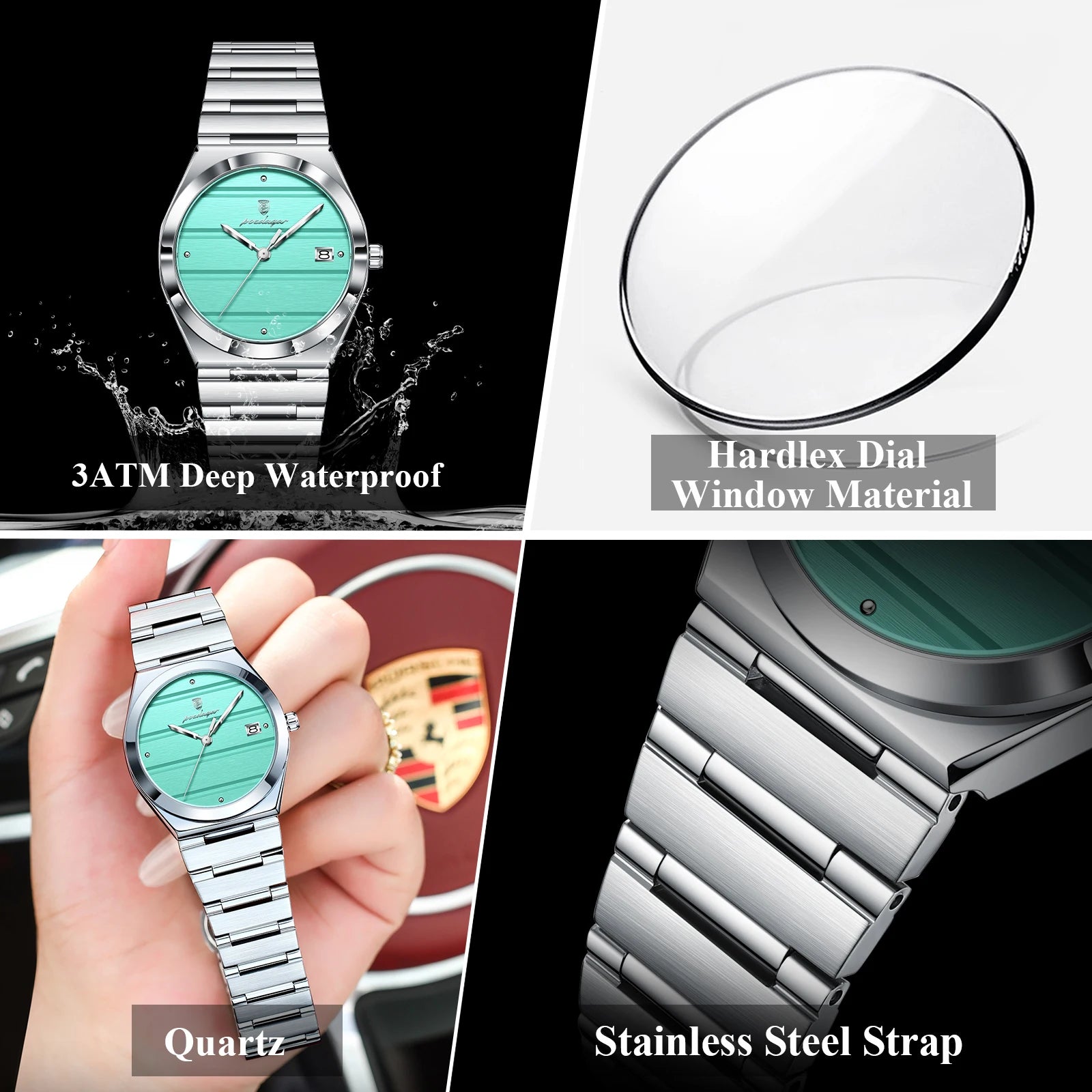 POEDAGAR Elegant Women's Quartz Watch — Stainless Steel Waterproof Wristwatch