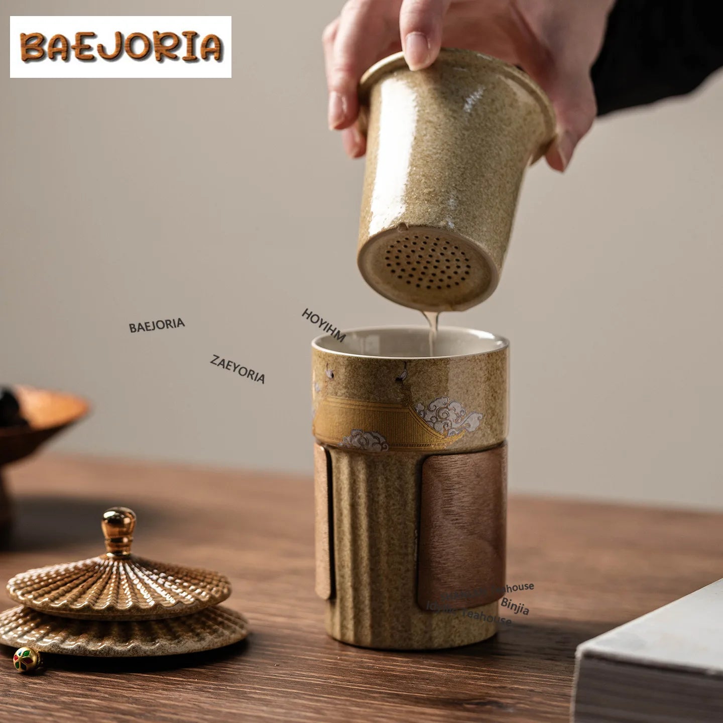 BAEJORIA Crane Design Tea Infuser Mug — Cultural Creative Filter Cup