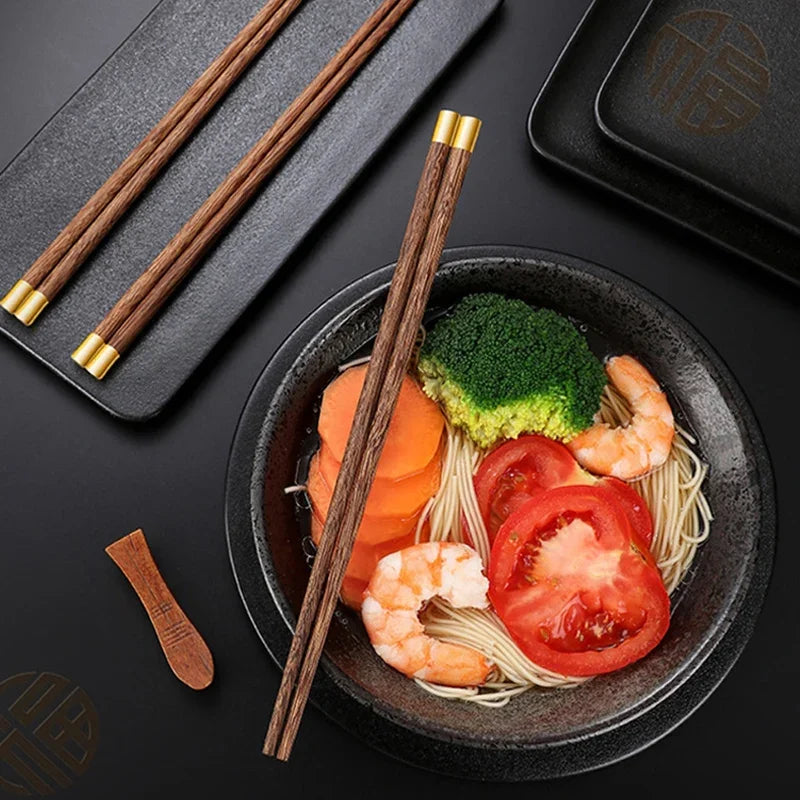 BalmyDays Wenge Wood Chopsticks — 4 Pairs of Reusable Sushi Utensils