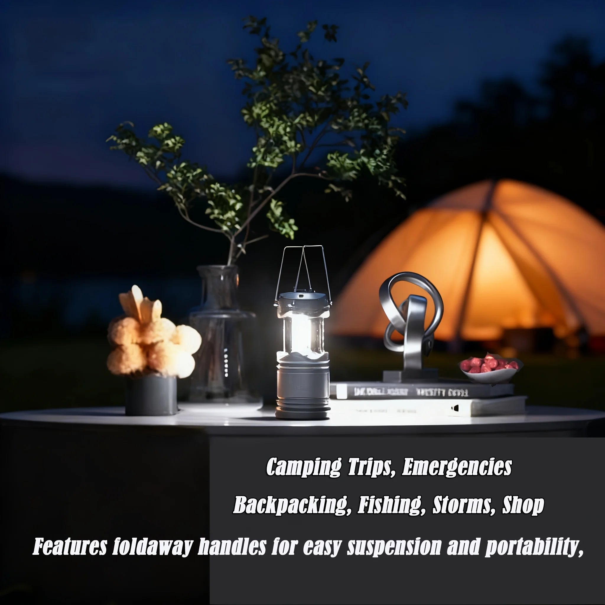Portable LED Camping Lantern — Compact Collapsible Tent Light for Outdoor Use