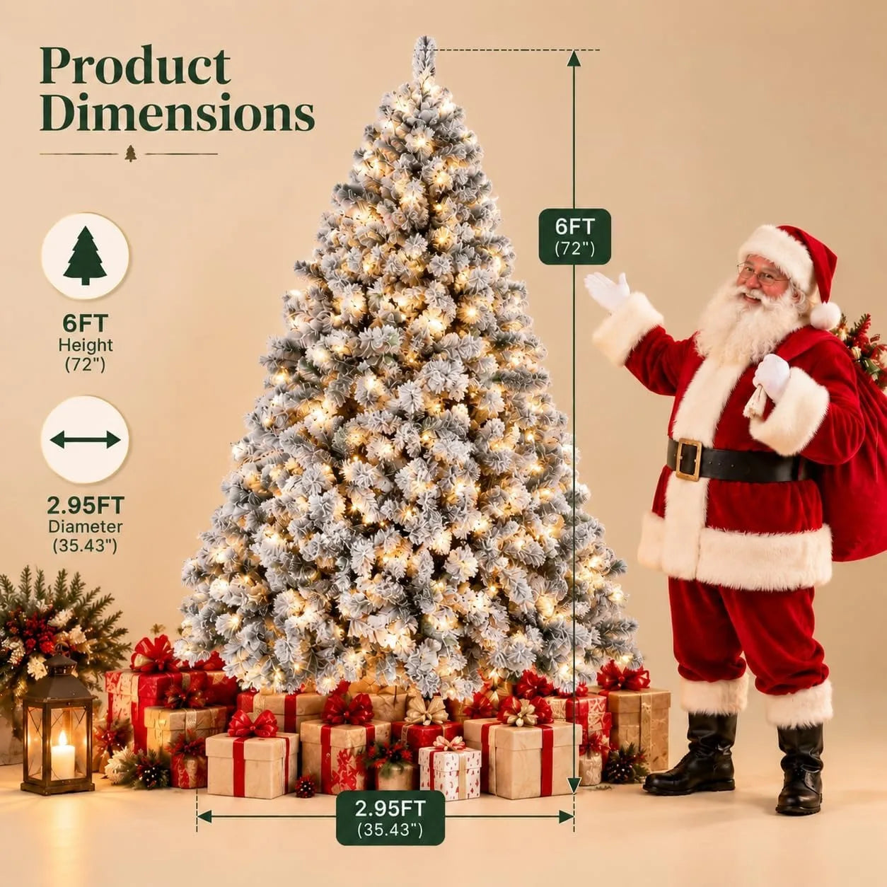 ANIXOL Artificial Christmas Tree — Pre-Lit with Snowflake Decor