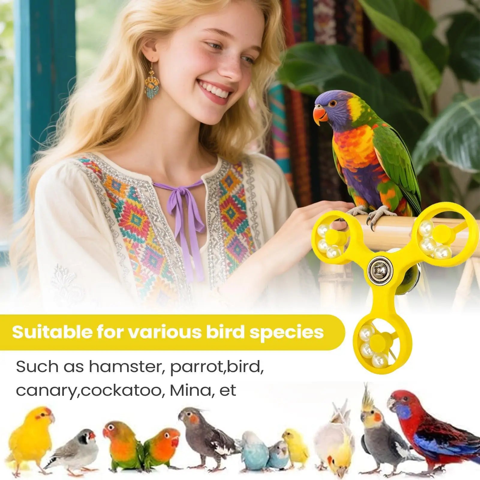 NOCCLILI Interactive Parrot Spinner Toy — Mental Stimulation & Cage Enrichment
