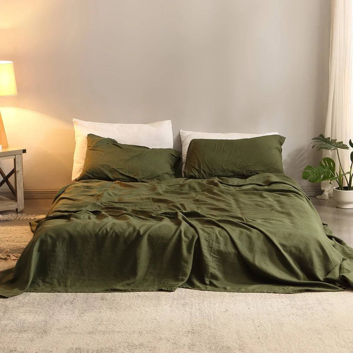 Pure Linen Bed Sheet Set — Breathable 4-Piece Flax Bedding Collection