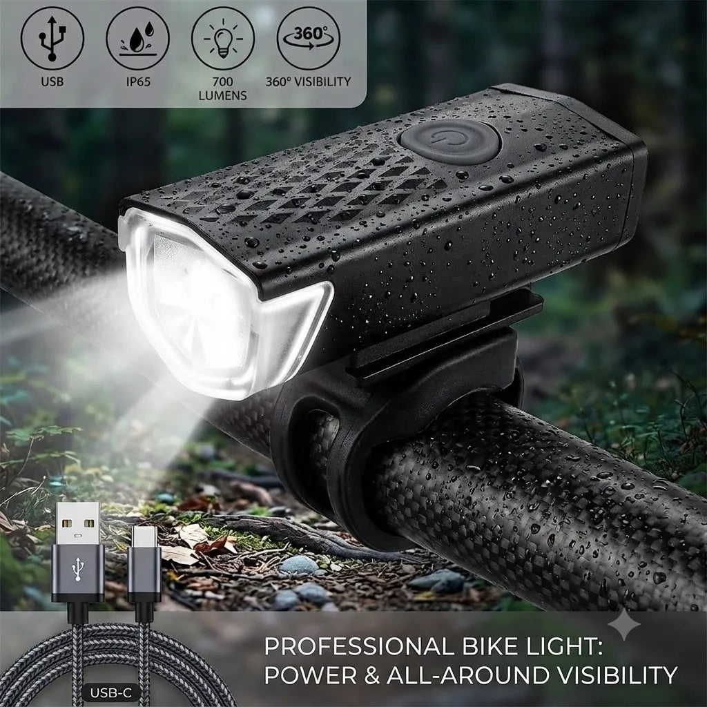 Rechargeable Bicycle Front Light — Waterproof Night Riding Headlight