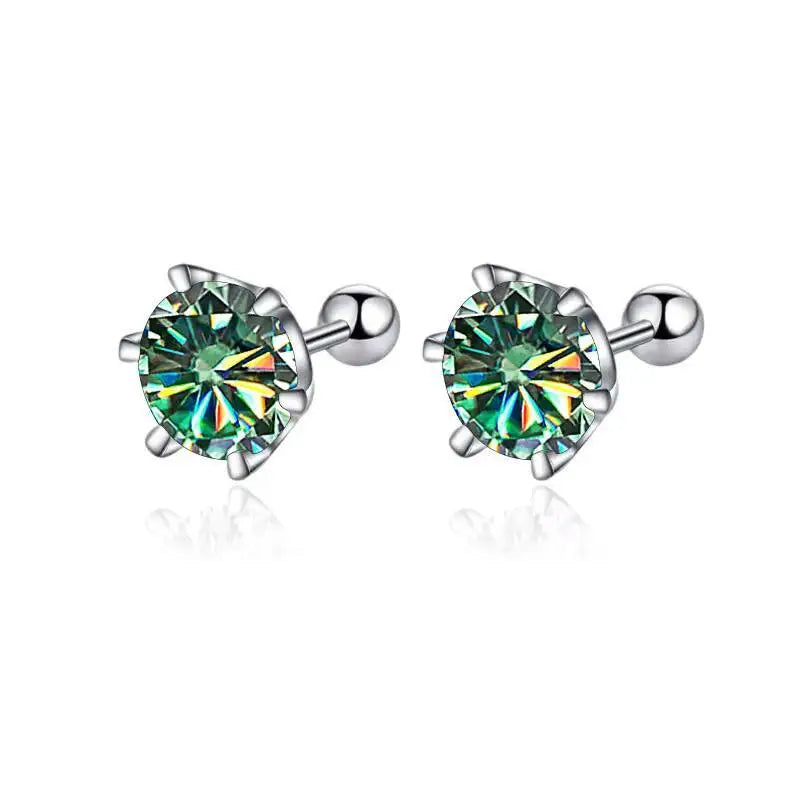 Moissanite Round Cut Stud Earrings — 925 Sterling Silver Fine Jewelry