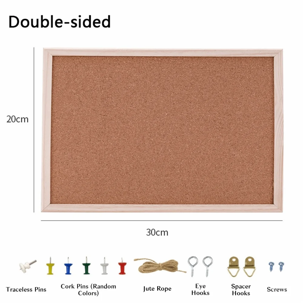 Wooden Framed Cork Bulletin Board — Decorative Memo Display Panel