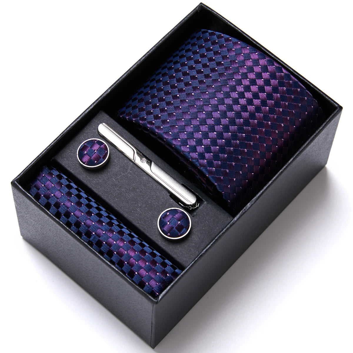 VanGise Men's Necktie Set — Business Tie, Cufflinks, and Pocket Square Kit
