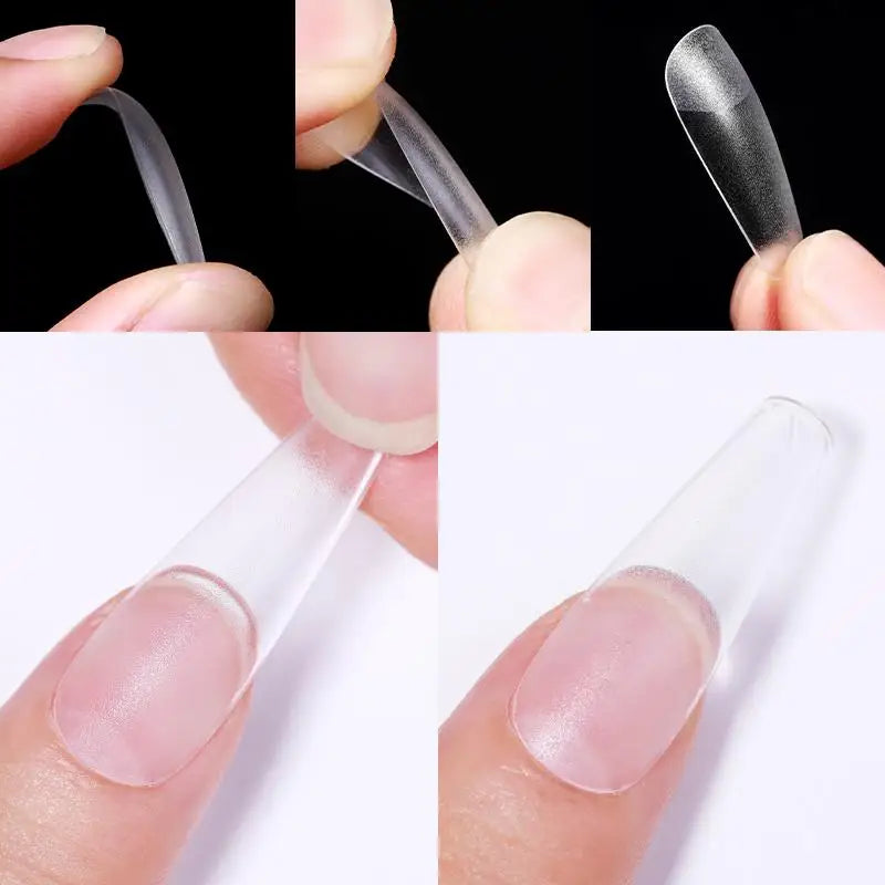 Full Cover Sculpted Clear Nail Tips — DIY Coffin Extension System