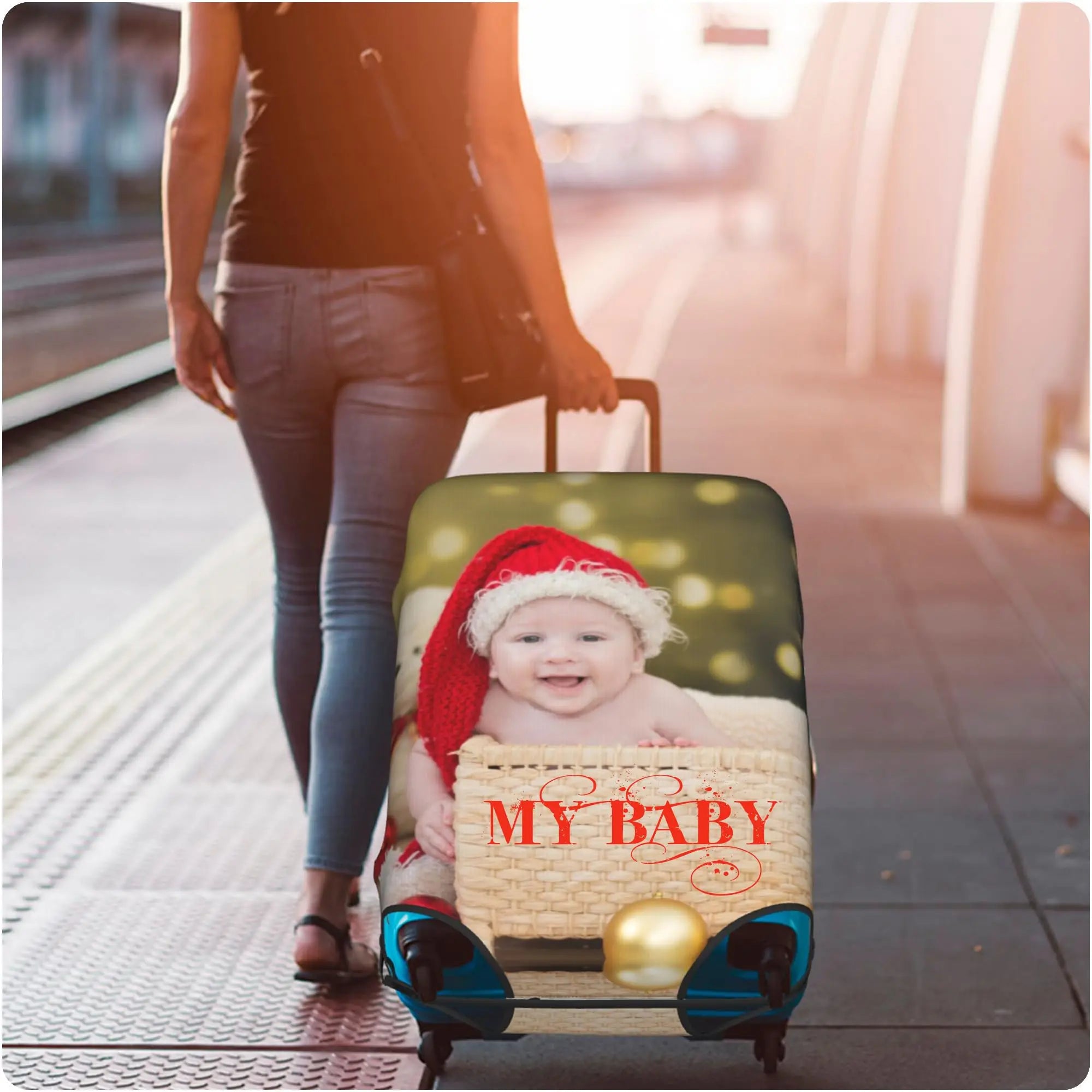 Custom Personalized Luggage Cover — Protective Elastic Suitcase Sleeve