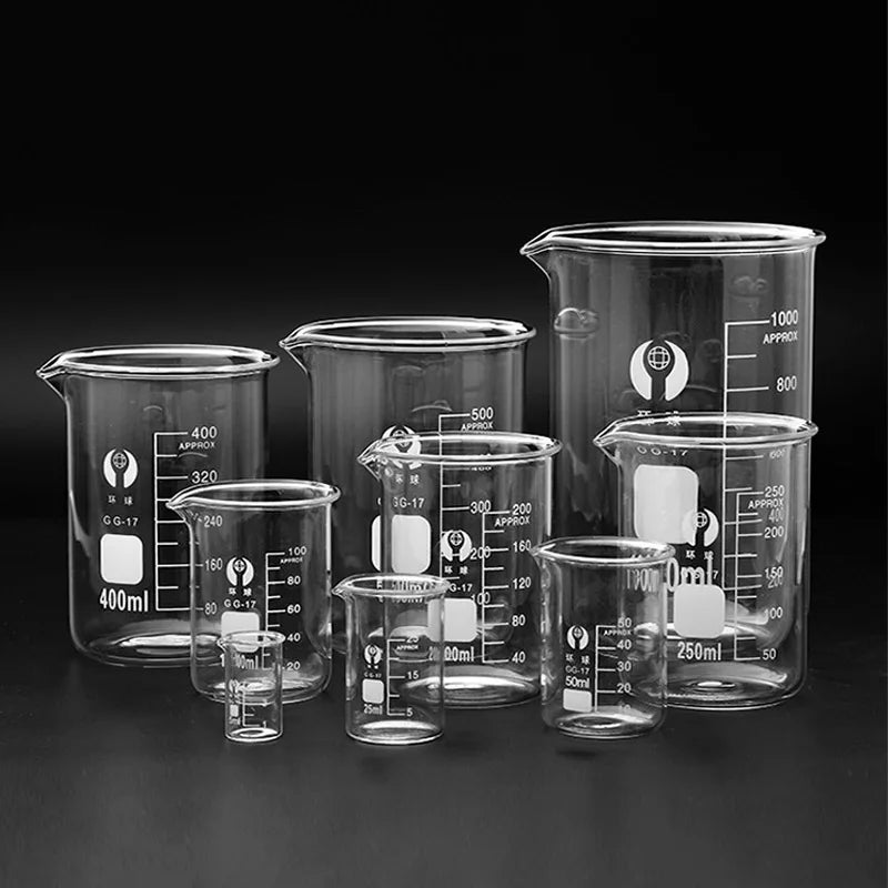 Borosilicate Glass Beaker Set — Heat-Resistant Measuring Cups for Science