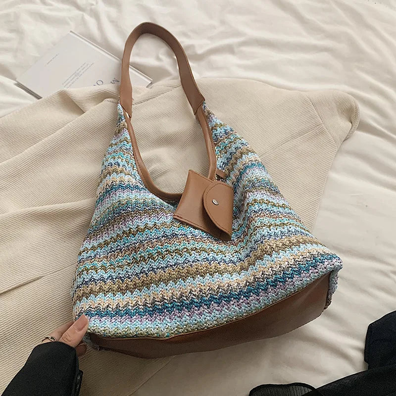 dawndesslo Woven Tote Bag — Large Capacity Bohemian Beach Bag