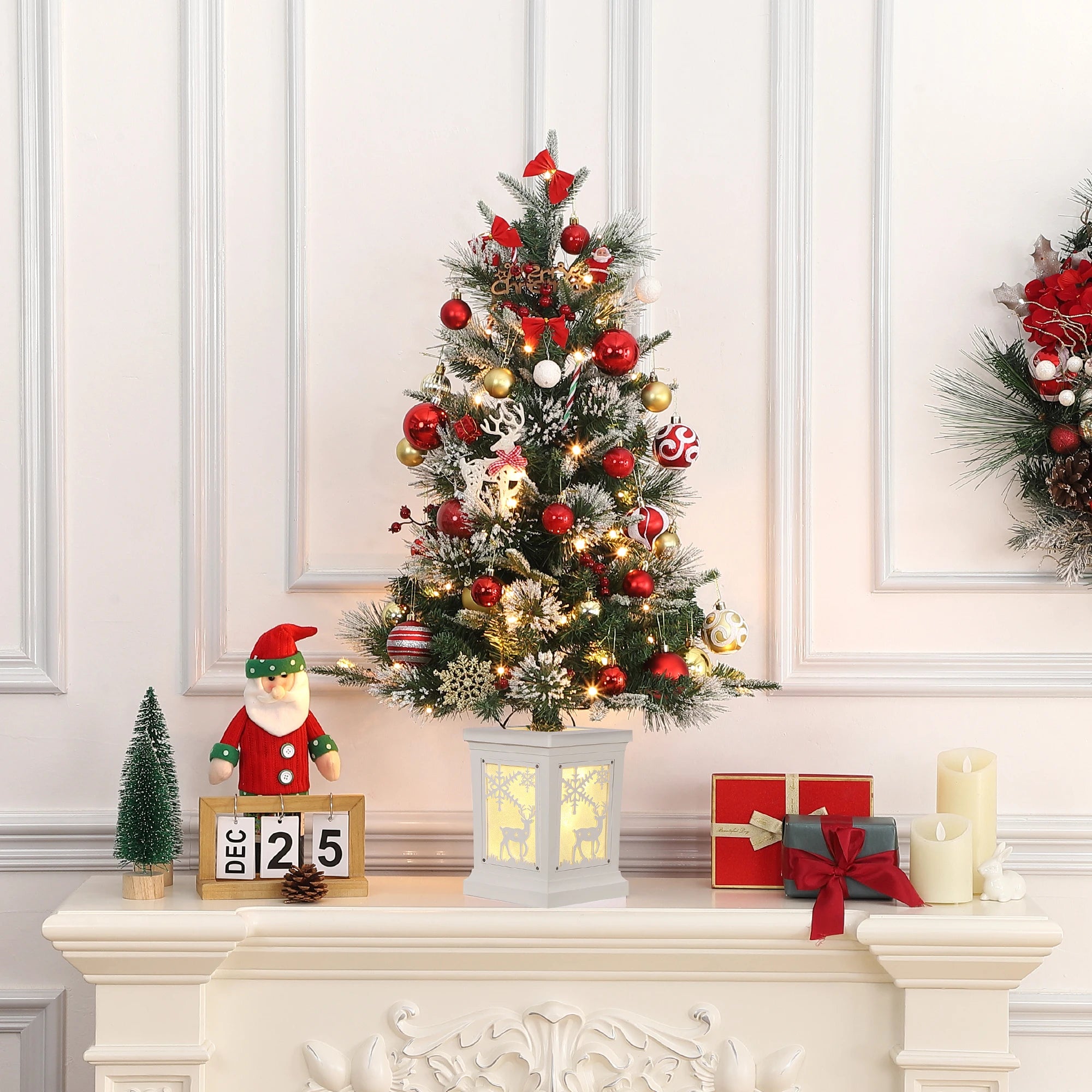 3 Foot Artificial Christmas Tree — Pre-Lit with Snowman Base & Timer